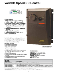Thumbnail of document Data Sheet - OMDC-253G-200E Dual Voltage SCR DC Motor Speed Control